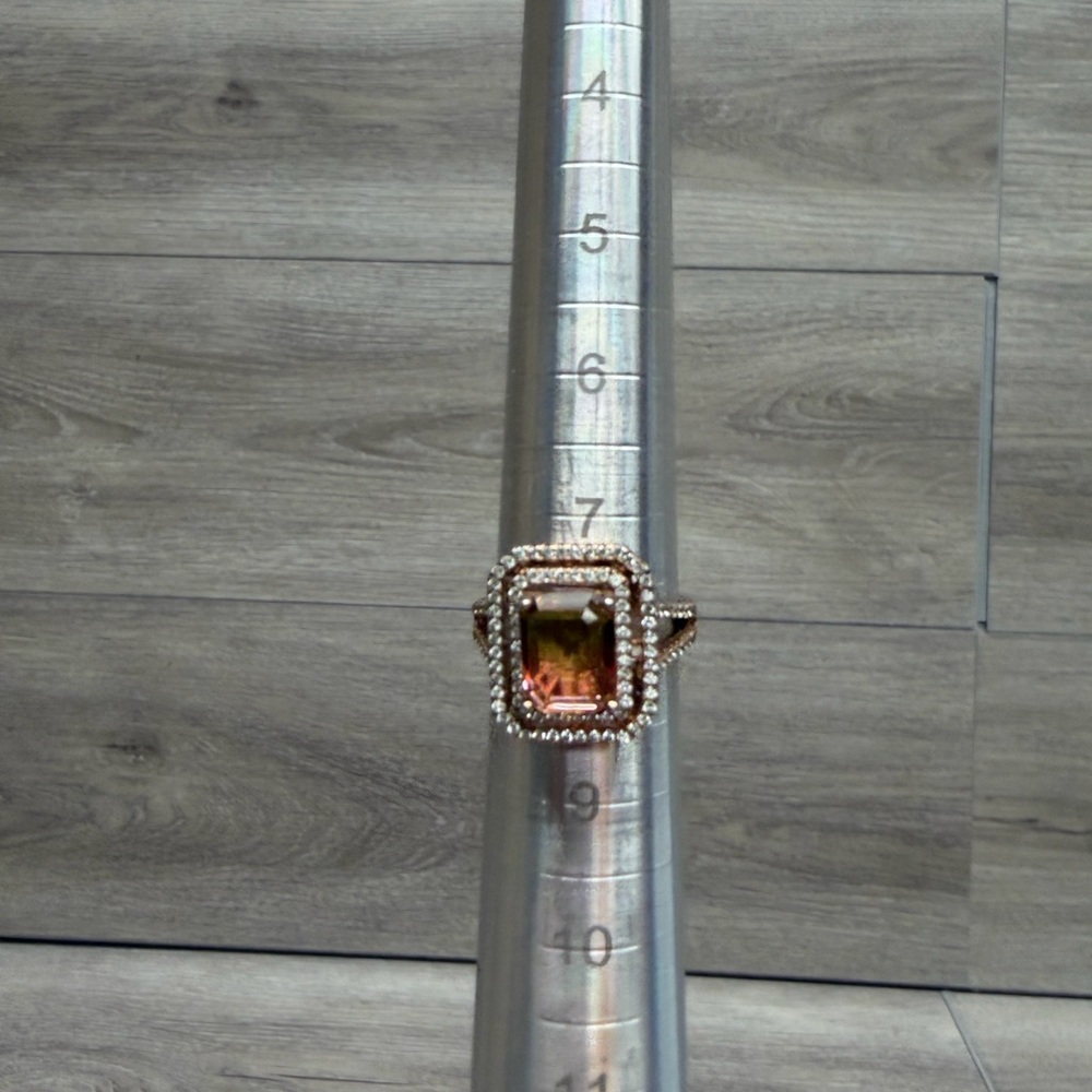 Elegant Gold Tone and Sterling Silver Gemstone Ring .925